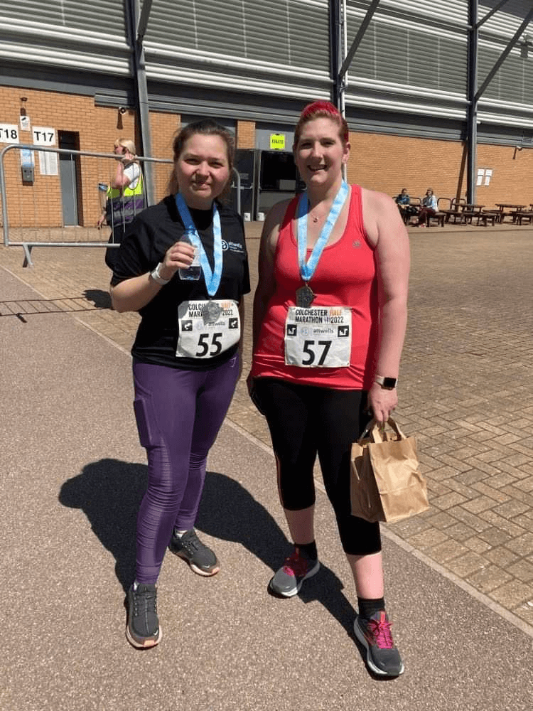 Charlotte and Hannah at the Colchester Half Marathon